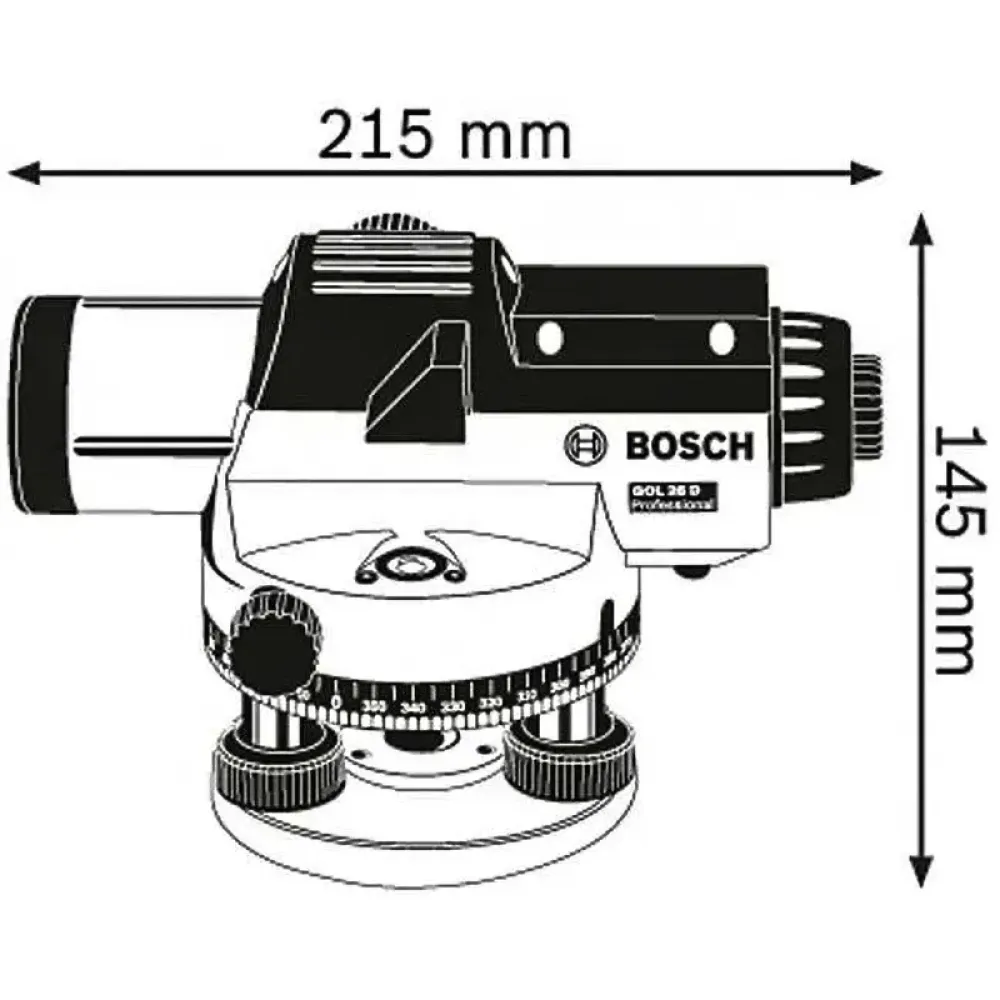Bosch GOL 26 D Professional оптический нивелир + бленда, кейс, ключ, отвес и регулировочный штифт 0601068000